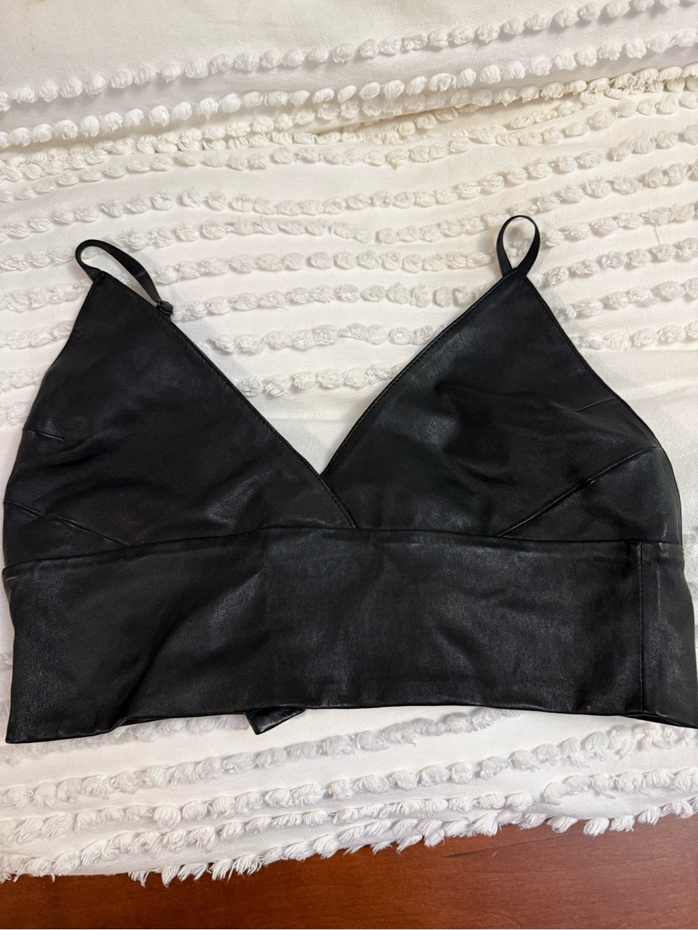 Black Faux Leather Crop Top with Adjustable Straps